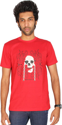 

Fungus Printed Men's Round Neck Red T-Shirt