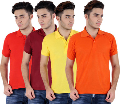 

Sanvi Traders Solid Men Polo Neck Multicolor T-Shirt(Pack of 4