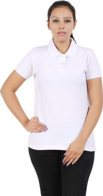 

Ap'pulse Solid Women' Polo Neck White T-Shirt