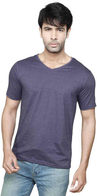 

DIFFERENCE OF OPINION Solid Men' V-neck Purple T-Shirt