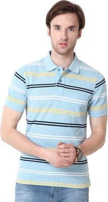 

Mudo Striped Men's Polo Neck Green T-Shirt