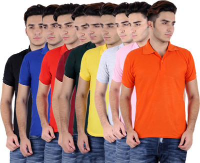 

Sanvi Traders Solid Men Polo Neck Multicolor T-Shirt(Pack of 9