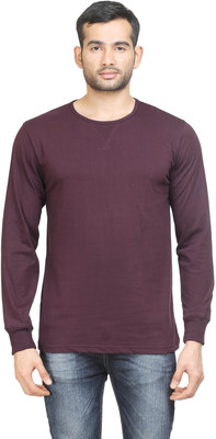 

Poshuis Solid Men's Round Neck Maroon T-Shirt, Dark maroon