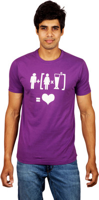 

Red Line Graphic Print Men' Round Neck Purple T-Shirt, Imperial purple