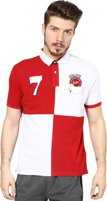 

Okane Self Design Men's Polo Neck Red T-Shirt, Red-white