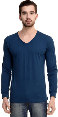 

Mi Moda Solid Men' V-neck Light Blue T-Shirt, Peacock blue