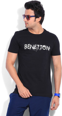 

United Colors of Benetton Solid Men's Round Neck Black T-Shirt, 909