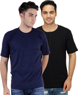 

Sanvi Traders Solid Men Round Neck Multicolor T-Shirt(Pack of 2, Multicolour