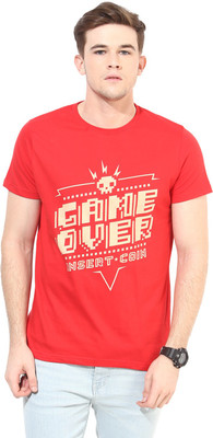 

White Kalia Printed Men' Round Neck Red T-Shirt