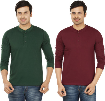 

Weardo Solid Men's Henley Green, Maroon T-Shirt(Pack of 2, Bottle green;maroon