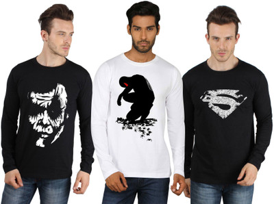 

SayItLoud Printed Men's Round Neck Black, White T-Shirt(Pack of 3)