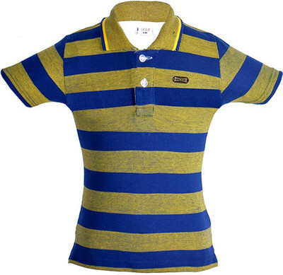 

Gkidz Boys Striped Cotton T Shirt(Yellow, Pack of 1