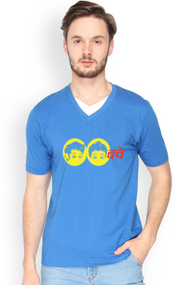 

Campus Sutra Solid Men V-neck Blue T-Shirt, Royal blue