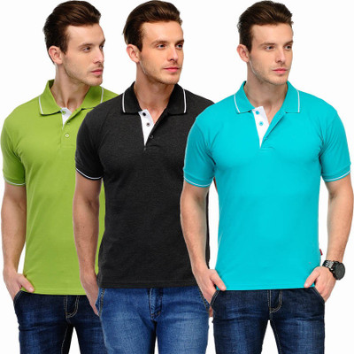 

Scott International Solid Men's Polo Neck Green, Light Blue, Black T-Shirt(Pack of 3, Black;green;light blue