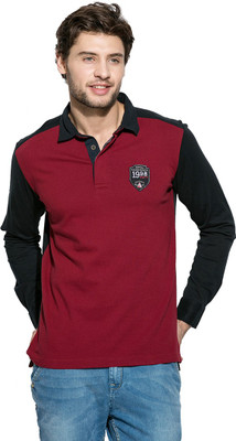 

Mufti Solid Men's Polo Neck Maroon T-Shirt