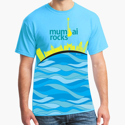 

Vagabond Creations Graphic Print Men's Round Neck Light Blue T-Shirt