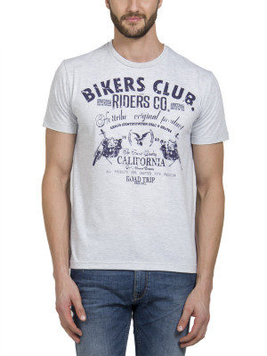 

HotTribes Graphic Print Men' Round Neck Grey T-Shirt, Grey melange