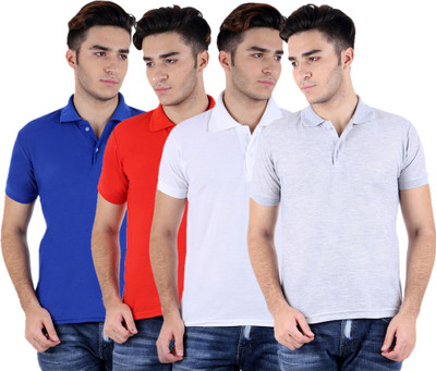 

Sanvi Traders Solid Men Polo Neck Multicolor T-Shirt(Pack of 4