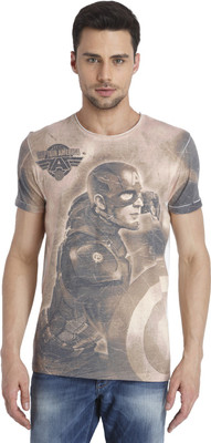 

Jack & Jones Printed Men's Round Neck Brown T-Shirt, Bering sea