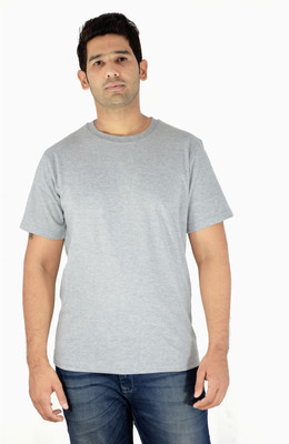 

Komnil Solid Men's Round Neck Grey T-Shirt, Light grey melange