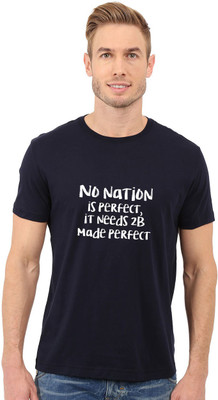 Redfool Fashions Printed, Graphic Print Men Round Neck Dark Blue T-Shirt