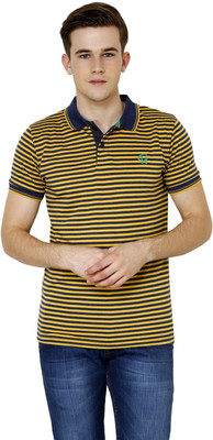 

Crux & Hunter Striped Men's Polo Neck Yellow T-Shirt