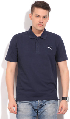 

Puma Solid Men's Polo Neck Blue T-Shirt, Peacoat