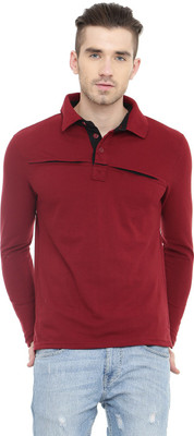 

Gritstones Solid Men's Polo Neck Maroon T-Shirt, Maroon2