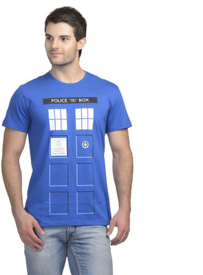 

Doctor Who Printed Men's Round Neck Blue T-Shirt, Doctor who royal blue
