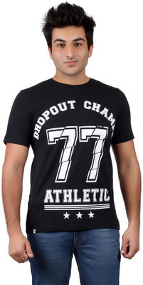 

Numero Uno Graphic Print Men' Round Neck Black T-Shirt