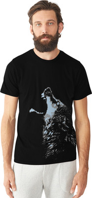 

Monzter Popcornz Graphic Print Men's Round Neck Black T-Shirt