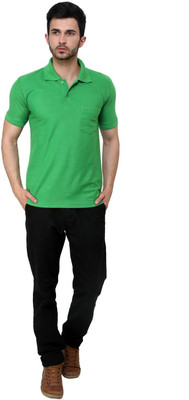 

Cotton County Premium Solid Men's Flap Collar Neck Green T-Shirt
