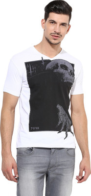 

PUNK Printed Men's V-neck White T-Shirt