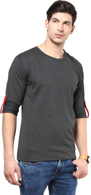 

Izinc Solid Men's Round Neck Grey T-Shirt