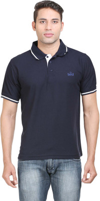 Sniper Solid Men's Polo Neck Blue T-Shirt, Dark blue