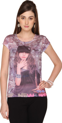 

Ten on Ten Printed Women's Round Neck Multicolor T-Shirt, Multi