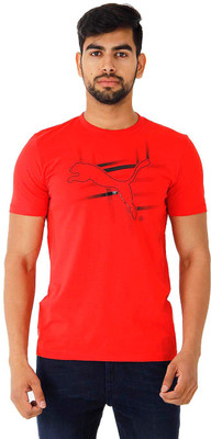 

Puma Graphic Print Men's Round Neck Red T-Shirt, Puma red