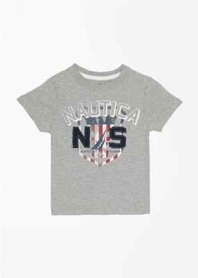 

Nautica Boys Printed T Shirt(Grey, Pack of 1, 51