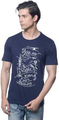 

Carve Printed Men's Round Neck Blue T-Shirt