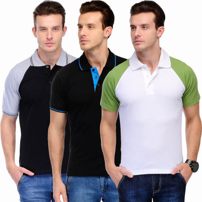 

Scott International Solid Men's Polo Neck Blue, Black, Green, White T-Shirt(Pack of 3), Black;blue;green;white