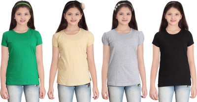 

FabTag - Sini Mini Girls Solid T Shirt(Multicolor