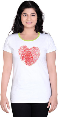 

Tantra Printed Women's Round Neck White T-Shirt