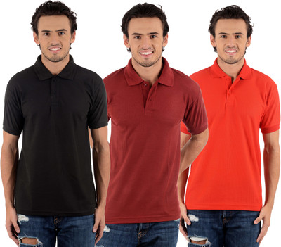 

Blaze Solid Men's Polo Neck Multicolor T-Shirt(Pack of 3, Black;maroon;red