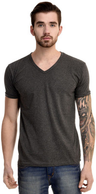 

Mi Moda Solid Men' V-neck Grey T-Shirt, Anthra