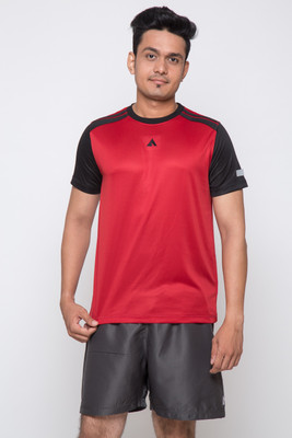 

Acetone Solid Men's Round Neck Red, Black T-Shirt, Black;mars red