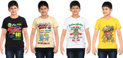 

FabTag - Dongli Boys Printed T Shirt(Multicolor, Pack of 4, Combo color