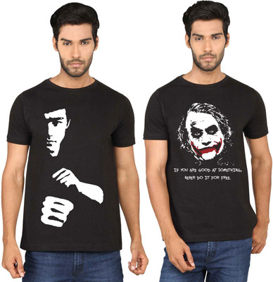 

SayItLoud Printed Men' Round Neck Black, Black T-Shirt(Pack of 2