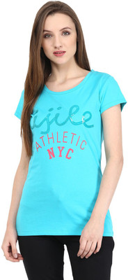 

Ajile by Pantaloons Graphic Print Women's Round Neck Blue T-Shirt, Turquoise