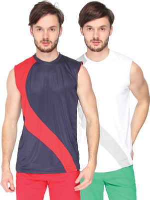 

Campus Sutra Solid Men Round Neck Denim Dark Blue, White T-Shirt(Pack of 2, Navy blue;white