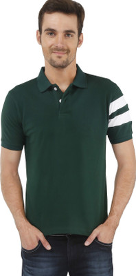 

The Cotton Company Solid Men's Polo Neck Green T-Shirt, British racing green